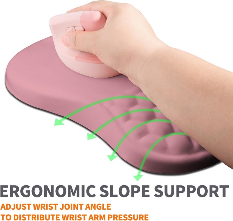 Armanza Ergonomic Joint Wrist Support Mouse Pad with Memory Foam Cushion Massage Bump, Carpal Tunnel Pain Relief Mousepad Slope Design for Wrist Rest, 11.8x7.9 in, RosyBrown - Image 2